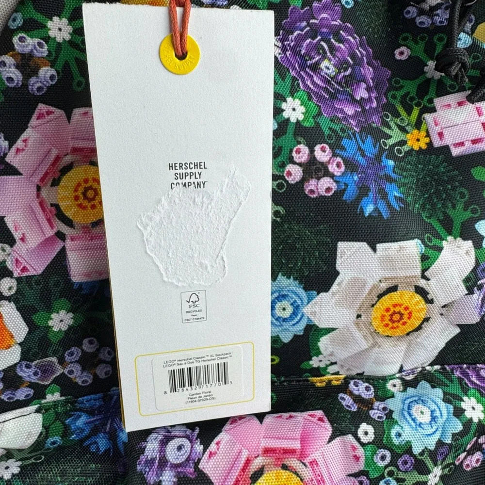 Herschel LEGO Floral Backpack Black Multi  Casual School Travel Bookbag